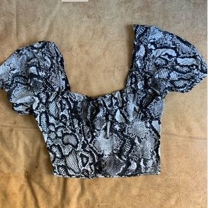 Snakeskin bustier top with tie